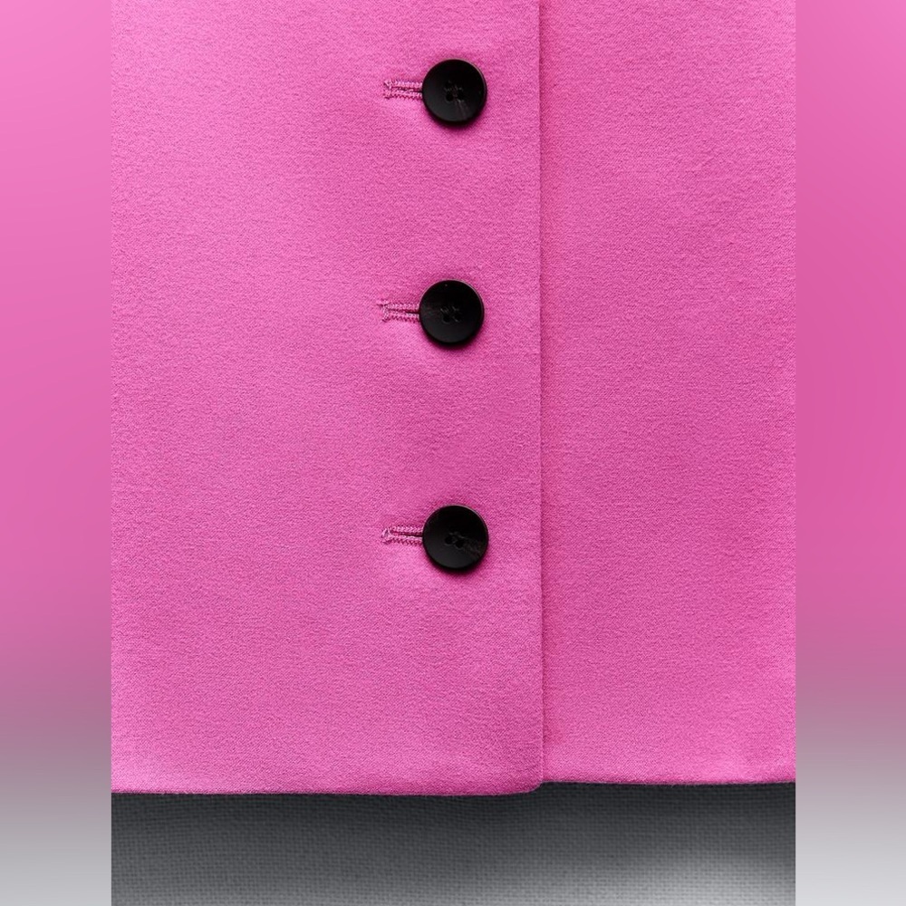 NWT. Zara Fuchsia Viscose Blend Textured Fitted Blazer. Size S. - Picture 8 of 13
